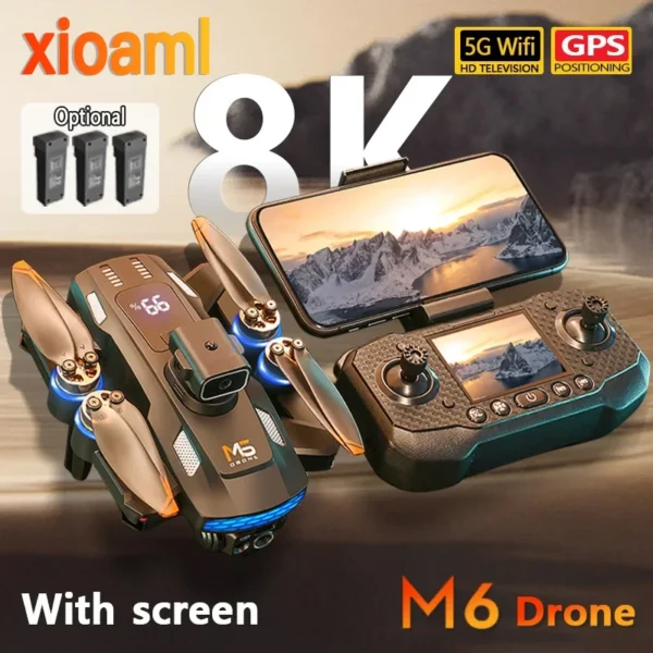 For Xiaomi  M6 Drone 8K Professional HD Camera Drones 5G WIFI FPV 4k UAV large screen remote control RC Dron Children's Toys